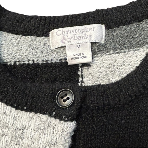 SOLD. Vintage Christopher & Banks Plaid Colorblock Button-Up Woman Cardigan - Picture 5 of 11